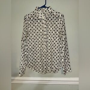J. Crew Black and White Polka Dot Women's Blouse Size Small